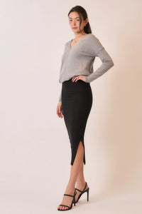 Cozy Co Soft Fine Knit Exposed Seam V-Neck Sweater – Viscose Blend
