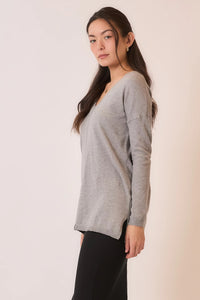 Cozy Co Soft Fine Knit Exposed Seam V-Neck Sweater – Viscose Blend