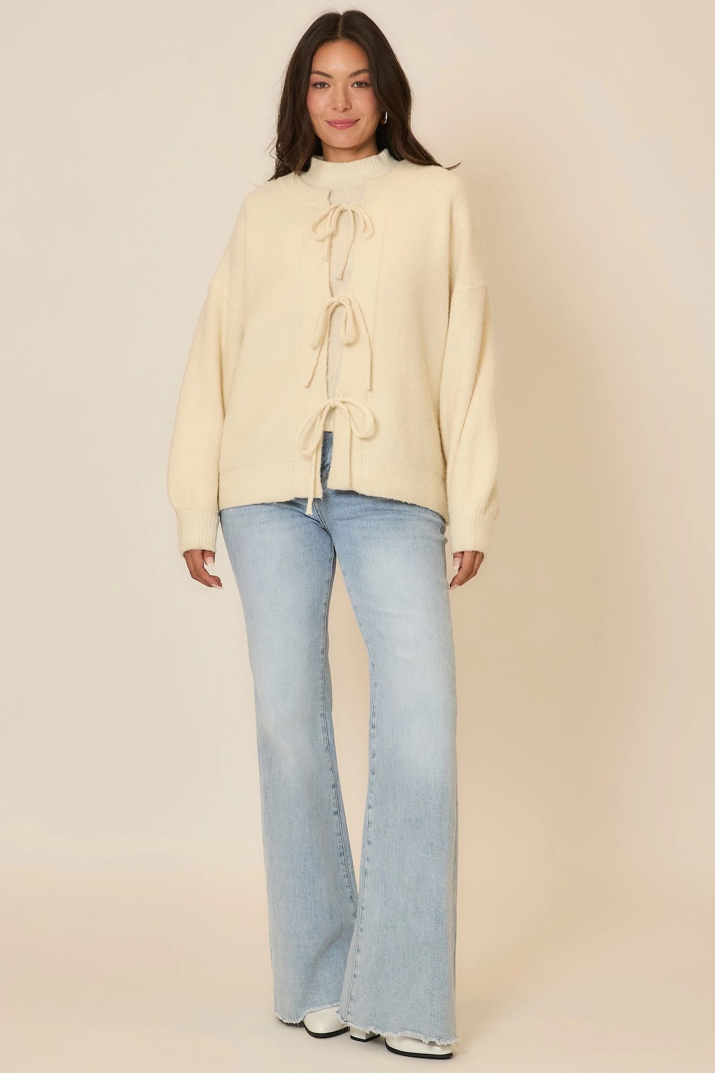 Cozy Co Tie Closure Soft Knit Cardigan – Viscose Blend