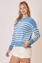 Load image into Gallery viewer, Cozy Co Soft Striped Crewneck Knit Sweater – Acrylic Blend
