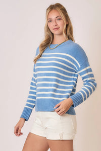 Cozy Co Soft Striped Crewneck Knit Sweater – Acrylic Blend