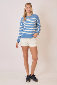 Cozy Co Soft Striped Crewneck Knit Sweater – Acrylic Blend