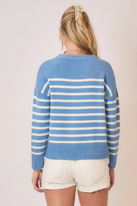 Cozy Co Soft Striped Crewneck Knit Sweater – Acrylic Blend