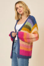 Load image into Gallery viewer, Cozy Co Multi Color Lantern Sleeve Handmade Cardigan – 100% Acrylic
