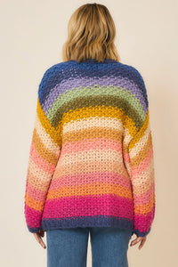 Cozy Co Multi Color Lantern Sleeve Handmade Cardigan – 100% Acrylic