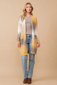 Cozy Co Ombre Brushed Yarn Knit Open Cardigan