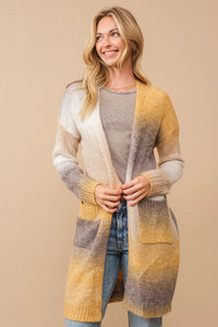 Cozy Co Ombre Brushed Yarn Knit Open Cardigan