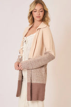 Load image into Gallery viewer, Cozy Co Waffle Knit Color Block Wide Collar Cardigan
