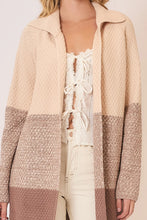 Load image into Gallery viewer, Cozy Co Waffle Knit Color Block Wide Collar Cardigan
