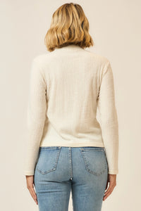 Cozy Co Brushed Rib Mock Neck Long Sleeve Top – Soft Stretch Blend