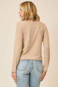 Cozy Co Brushed Rib Mock Neck Long Sleeve Top – Soft Stretch Blend
