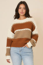 Load image into Gallery viewer, Cozy Co Color Block Scallop Knit Sweater – 100% Acrylic
