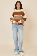 Load image into Gallery viewer, Cozy Co Color Block Scallop Knit Sweater – 100% Acrylic
