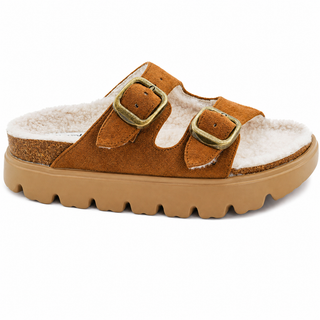 CORKYS Hearsay Sandal - Tobacco Faux Suede