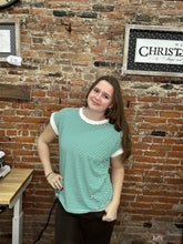 Load image into Gallery viewer, Zenana Striped Cuff Sleeve Tee - Kelly Green
