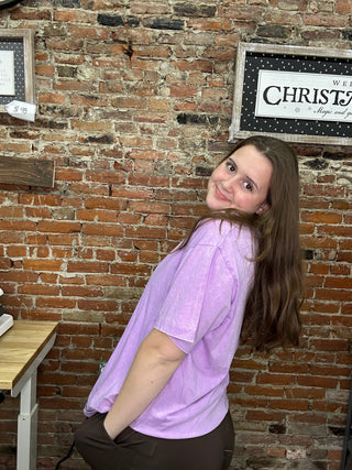 Zenana Mineral Wash Oversized Tee - Lavender