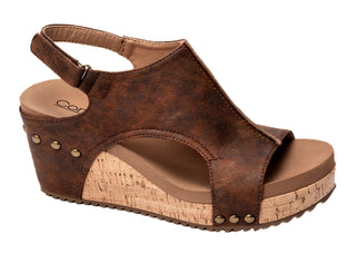 Corkys Carley Wedge Chocolate Faux Suede
