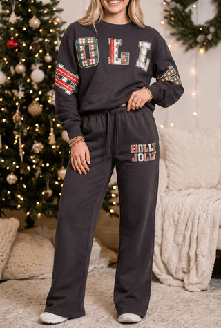 Holly Jolly Patch Charcoal Sweatshirt