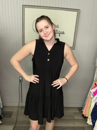 Dear Scarlett Sleeveless Tiered Dress-Black