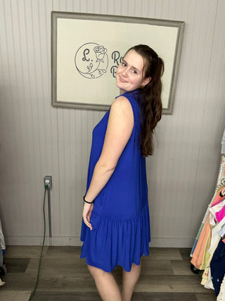 Dear Scarlett Sleeveless Tiered Dress-Royal Blue