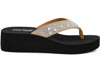 Corkys Footwear Women’s Dime A Dozen Flip Flop – Rhinestone