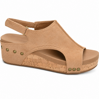 Corkys VOLTA II Wedge - Camel Faux Suede