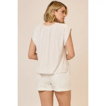 Load image into Gallery viewer, Cozy Co. - Ruched Neck Folded  Cap Sleeve Top
