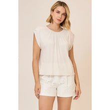 Load image into Gallery viewer, Cozy Co. - Ruched Neck Folded  Cap Sleeve Top
