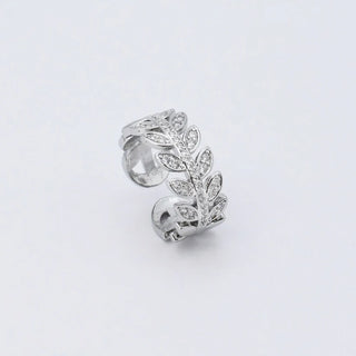 Crystal Leaves Silver Ring