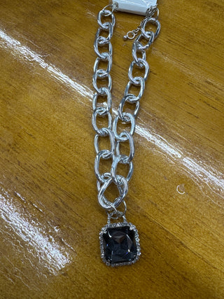 Gold Chain Necklace with Crystal Pendant