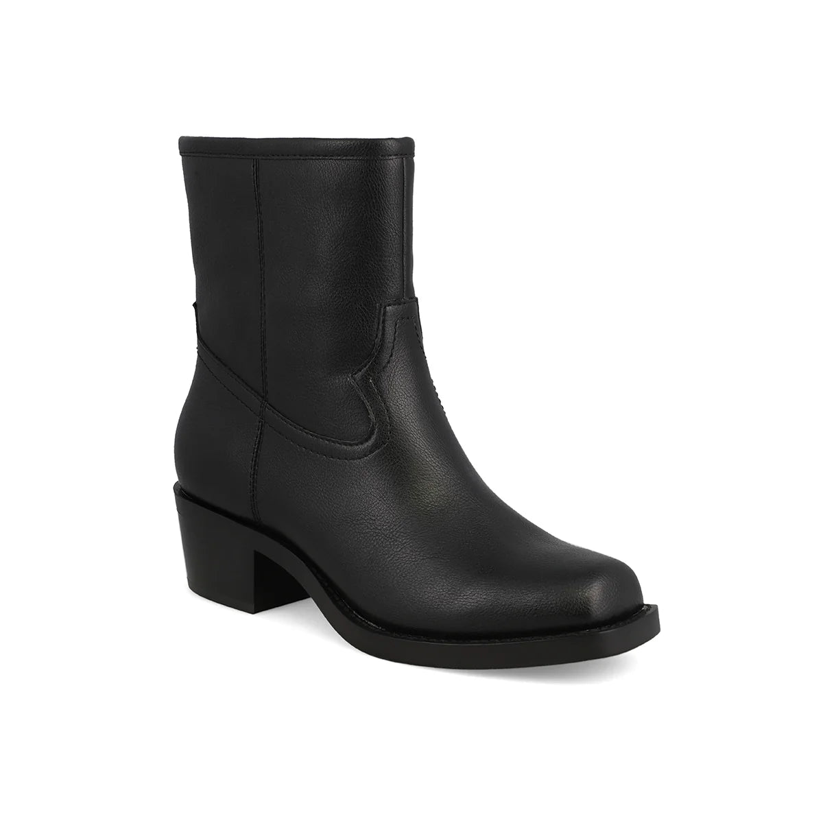 MIA Shoes Dagny Boot – Black Square Toe Ankle Boot with Block Heel