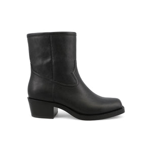 MIA Shoes Dagny Boot – Black Square Toe Ankle Boot with Block Heel