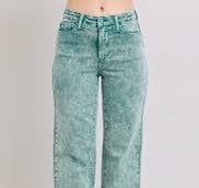 Judy Blue Vintage Washed High Waist Dad Jeans – Sea Green | Trendy Boutique Denim