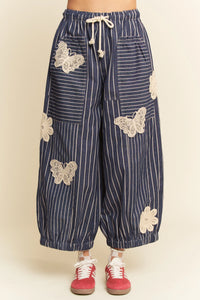 Davi & Dani Lightweight Soft Denim Stripe Wide Barrel Pants | Women’s Relaxed Fit