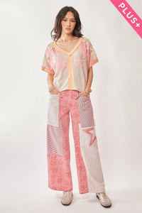 Davi & Dani Floral Star Patch Detail Washed Pants