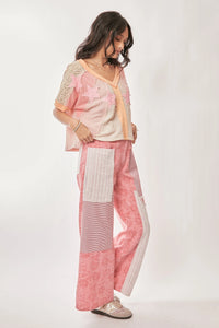 Davi & Dani Floral Star Patch Detail Washed Pants
