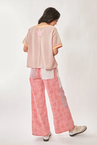 Davi & Dani Floral Star Patch Detail Washed Pants