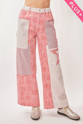 Davi & Dani Floral Star Patch Detail Washed Pants