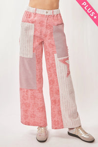 Davi & Dani Floral Star Patch Detail Washed Pants