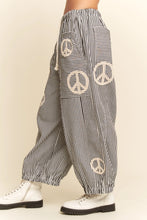Load image into Gallery viewer, Davi &amp; Dani Peace Sign Pinstripe Palazzo Pants
