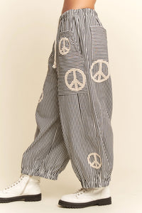 Davi & Dani Peace Sign Pinstripe Palazzo Pants