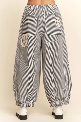 Davi & Dani Peace Sign Pinstripe Palazzo Pants