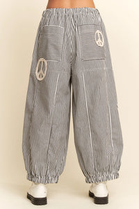 Davi & Dani Peace Sign Pinstripe Palazzo Pants