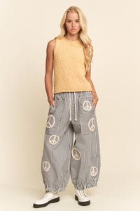 Davi & Dani Peace Sign Pinstripe Palazzo Pants