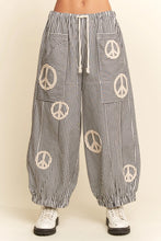 Load image into Gallery viewer, Davi &amp; Dani Peace Sign Pinstripe Palazzo Pants
