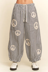 Davi & Dani Peace Sign Pinstripe Palazzo Pants