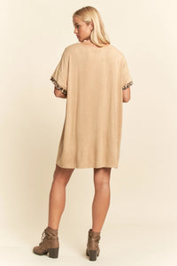 Davi & Dani Denim Leopard Lightning Bolt T-Shirt Dress