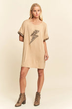 Load image into Gallery viewer, Davi &amp; Dani Denim Leopard Lightning Bolt T-Shirt Dress
