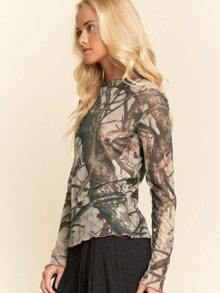 Davi & Dani Tree Camo Mesh Top