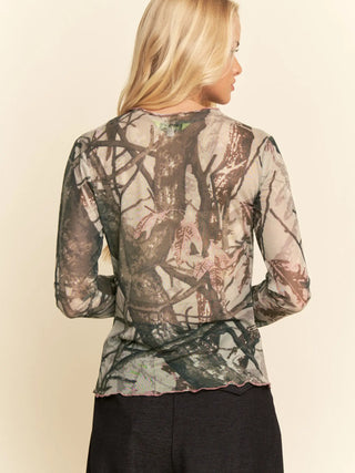 Davi & Dani Tree Camo Mesh Top